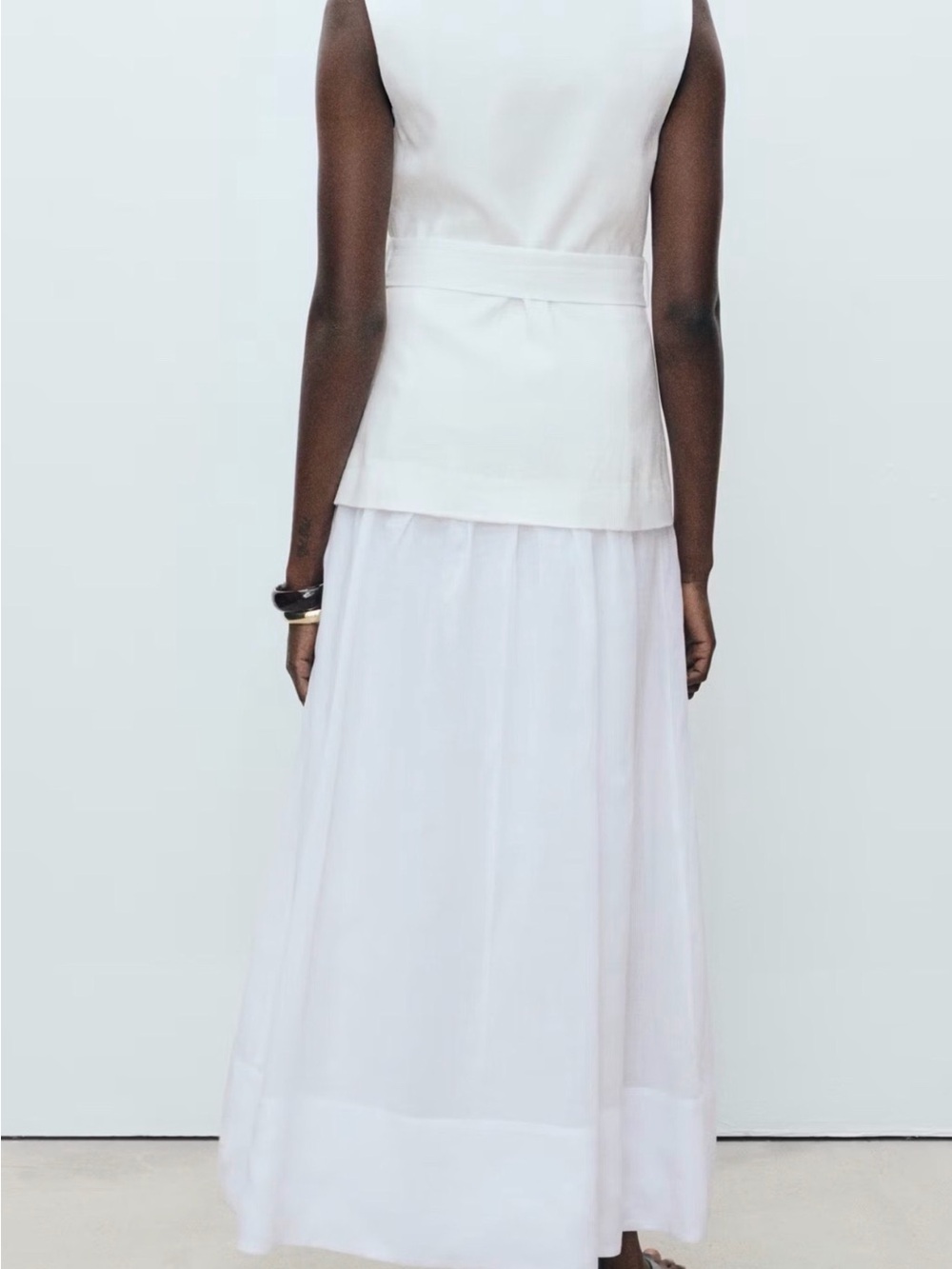 Mango White Sleeveless Wrap Maxi Dress with Belt - Picture 8 of 14